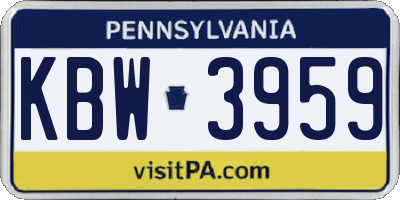 PA license plate KBW3959
