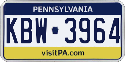 PA license plate KBW3964