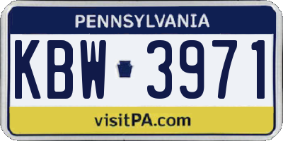 PA license plate KBW3971