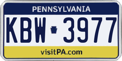 PA license plate KBW3977