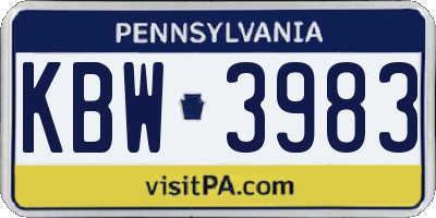 PA license plate KBW3983