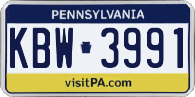 PA license plate KBW3991