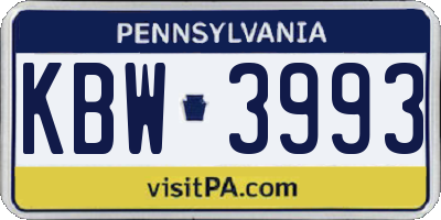 PA license plate KBW3993