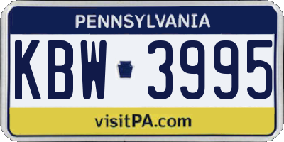 PA license plate KBW3995