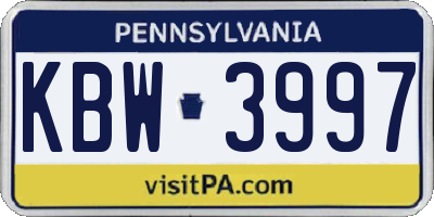 PA license plate KBW3997