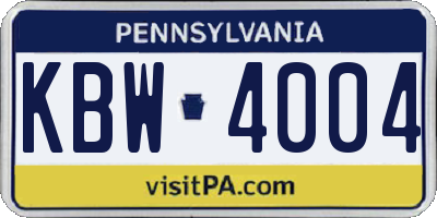 PA license plate KBW4004