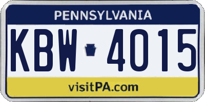 PA license plate KBW4015
