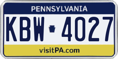 PA license plate KBW4027