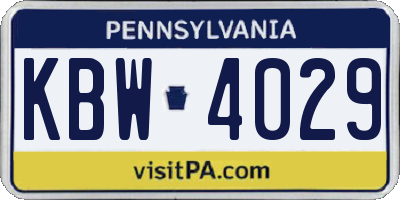 PA license plate KBW4029