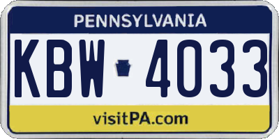 PA license plate KBW4033