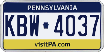 PA license plate KBW4037