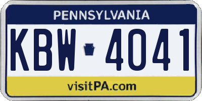 PA license plate KBW4041