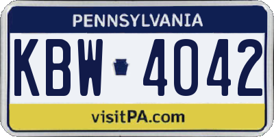 PA license plate KBW4042