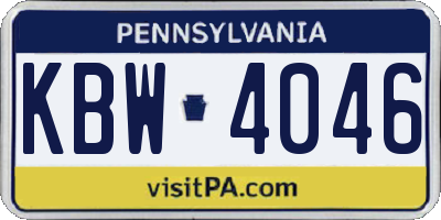 PA license plate KBW4046