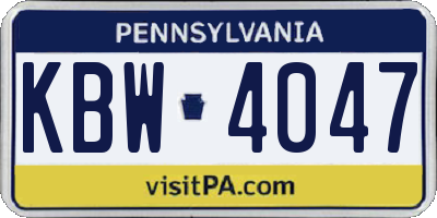 PA license plate KBW4047