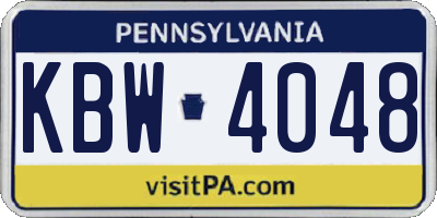 PA license plate KBW4048
