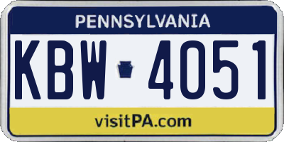PA license plate KBW4051