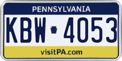 PA license plate KBW4053