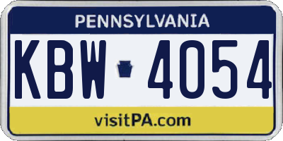 PA license plate KBW4054