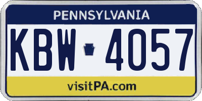 PA license plate KBW4057