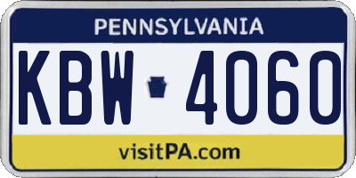 PA license plate KBW4060