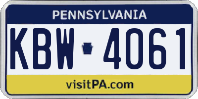 PA license plate KBW4061