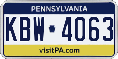 PA license plate KBW4063