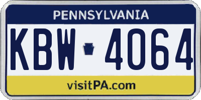 PA license plate KBW4064