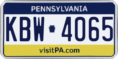 PA license plate KBW4065
