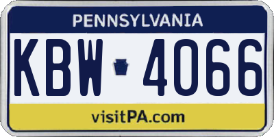 PA license plate KBW4066