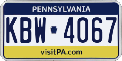 PA license plate KBW4067