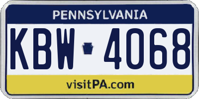 PA license plate KBW4068