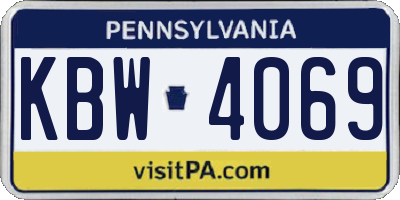 PA license plate KBW4069