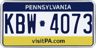 PA license plate KBW4073