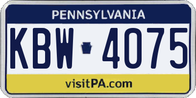 PA license plate KBW4075