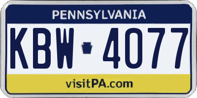 PA license plate KBW4077