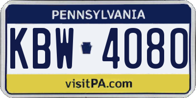 PA license plate KBW4080