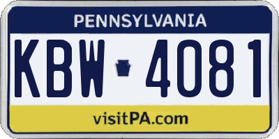 PA license plate KBW4081