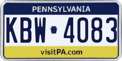 PA license plate KBW4083