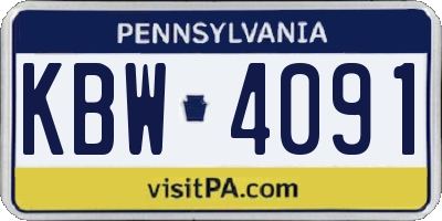 PA license plate KBW4091