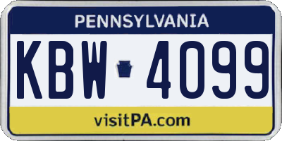 PA license plate KBW4099