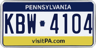 PA license plate KBW4104