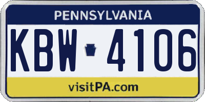 PA license plate KBW4106