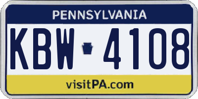 PA license plate KBW4108