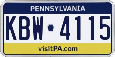 PA license plate KBW4115