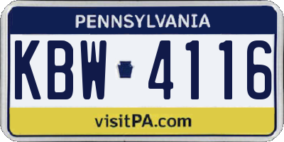 PA license plate KBW4116