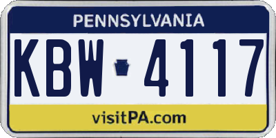 PA license plate KBW4117