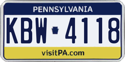 PA license plate KBW4118