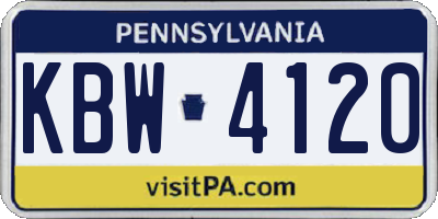 PA license plate KBW4120