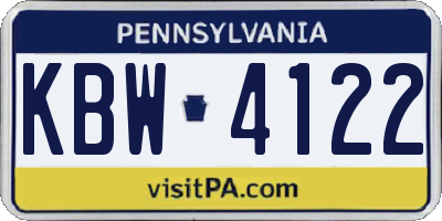 PA license plate KBW4122